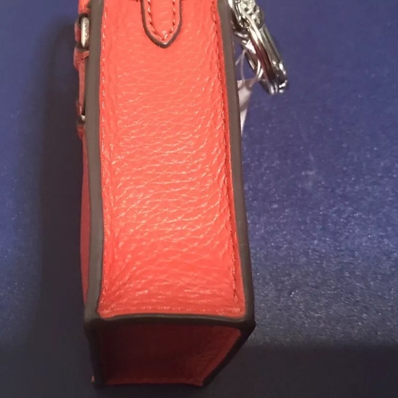 COACH NORTH/SOUTH MINI TOTE BAG CHARM REFINED PEBBLE LEATHER RED - Picture 6 of 7